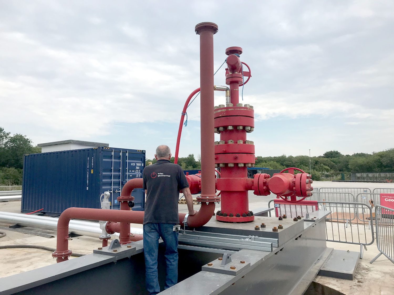 Steve standing by the Eden Geothermal Wellhead